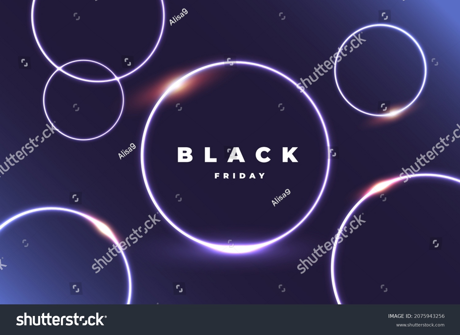 Dark blue elegant vector design with silver brilliance circles and lettering black friday on the black background #2075943256
