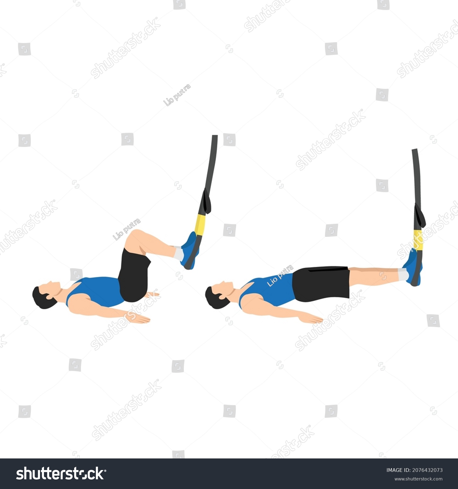 Man doing TRX Suspension strap hamstring. Leg - Royalty Free Stock ...