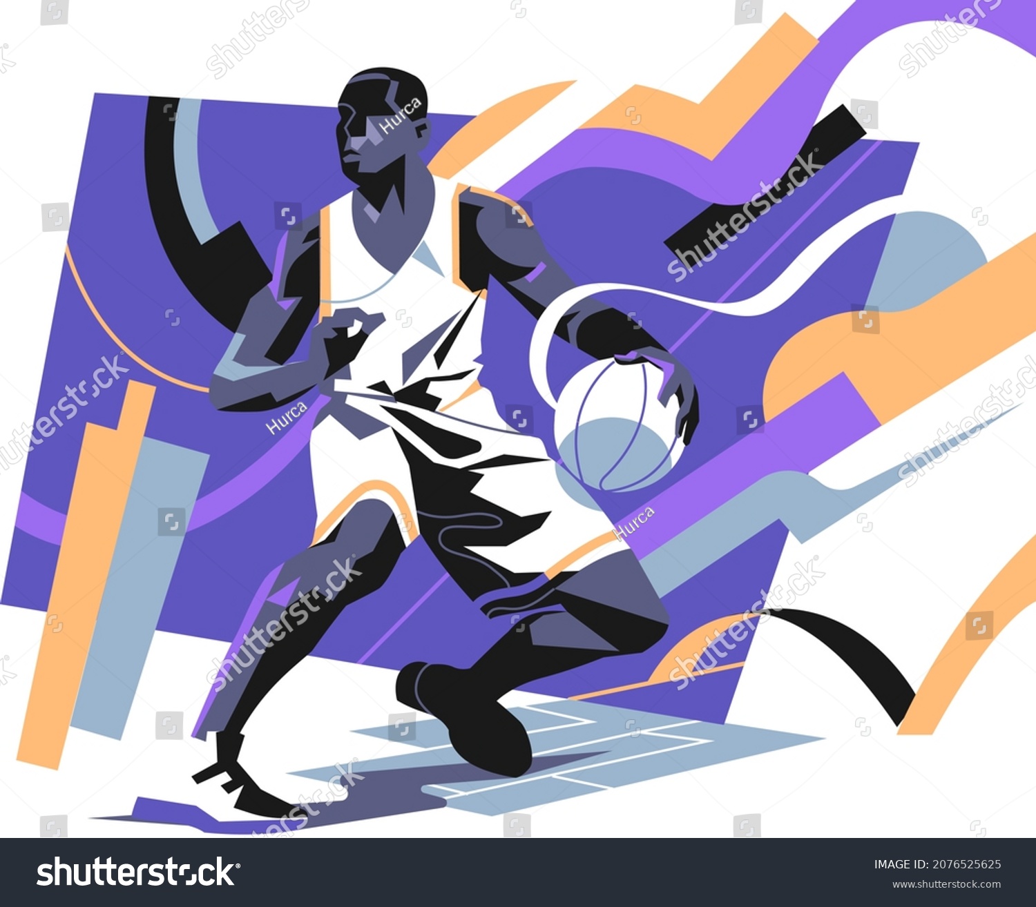 Basketball player preparing to make a shoot - Royalty Free Stock Vector