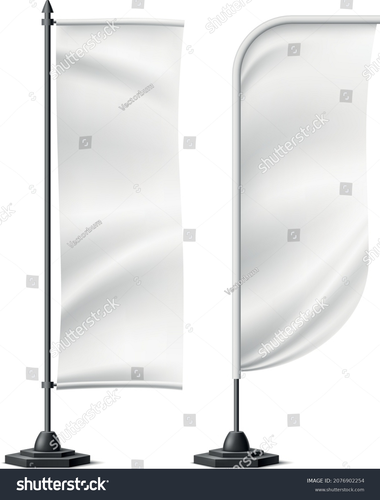 Vertical telescopic banner mockup. Realistic - Royalty Free Stock