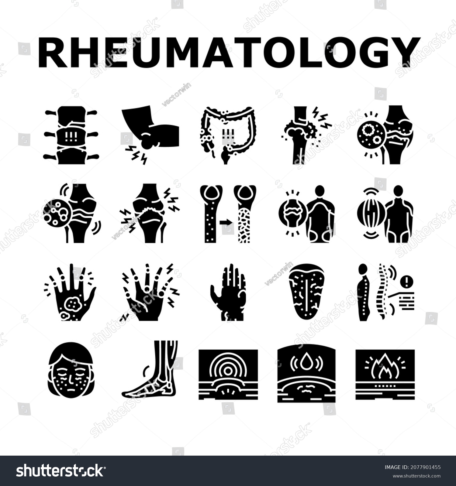 Rheumatology Disease Problem Icons Set Vector. - Royalty Free Stock ...