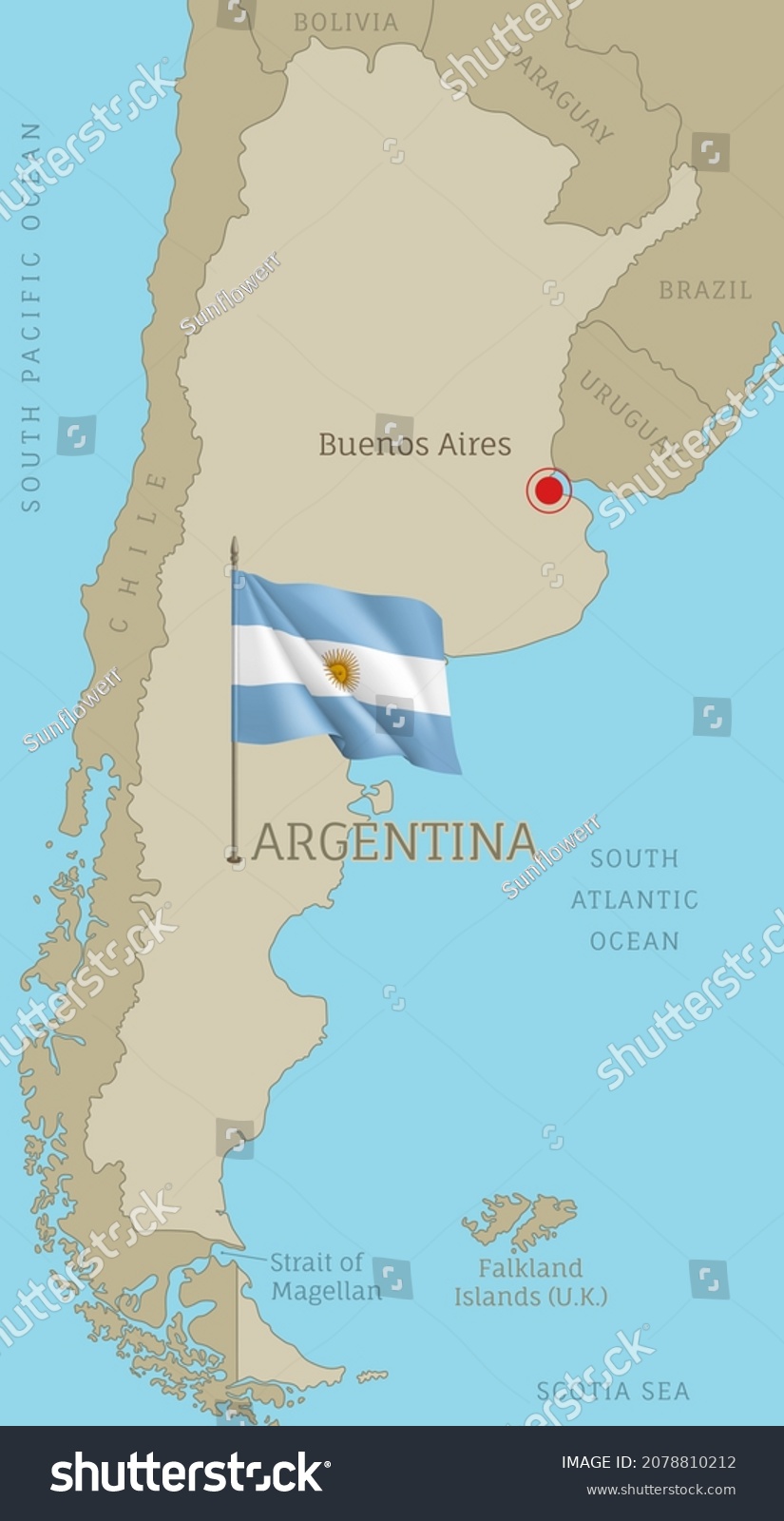 Highly detailed Argentinian map with flag and - Royalty Free Stock ...