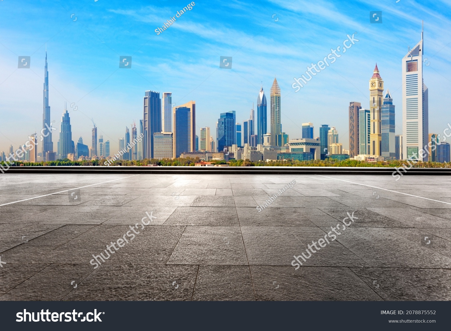 Dubai panaromic view from floor. day view. #2078875552