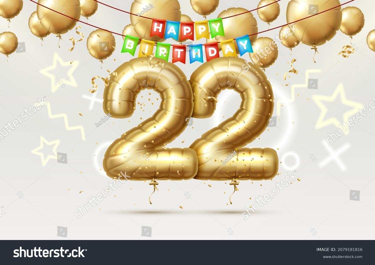 Happy Birthday 22 years anniversary of the - Royalty Free Stock Vector ...