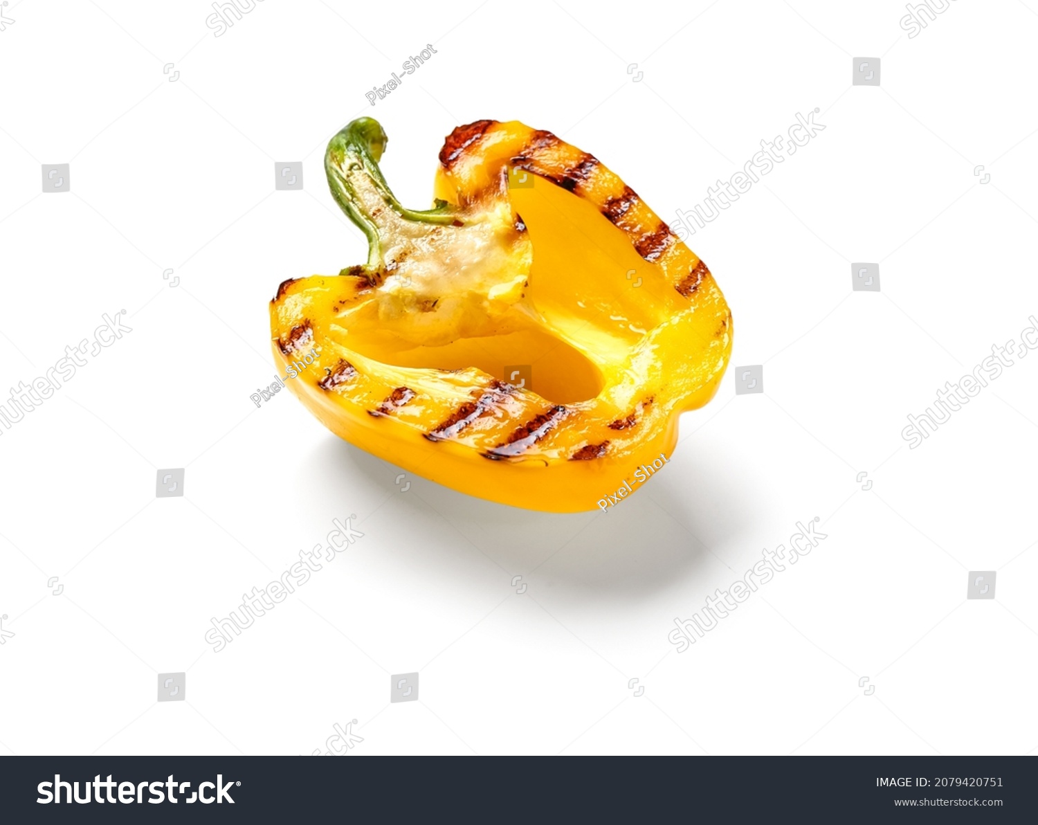 Tasty grilled pepper on white background #2079420751