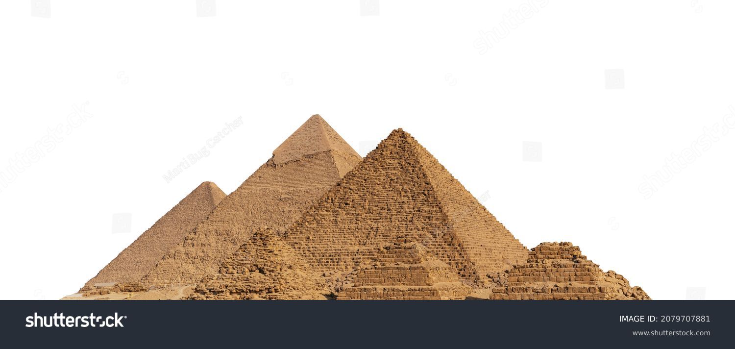 The Giza pyramid complex, also called the Giza Necropolis, isolated on white background. Greater Cairo, Egypt. #2079707881