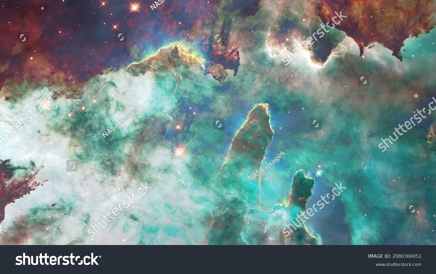 Interstellar. Galaxy background. Elements of this image furnished by NASA. #2080366051
