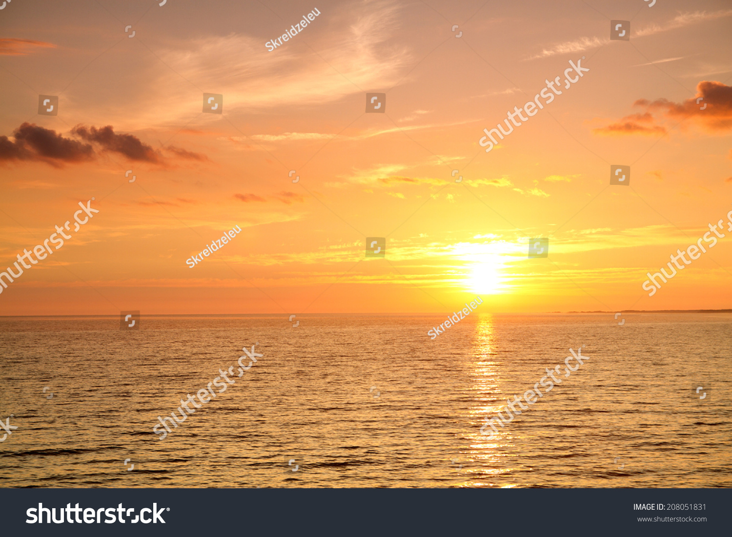 sunset at sea. variety of colors and hues of the rising sun #208051831