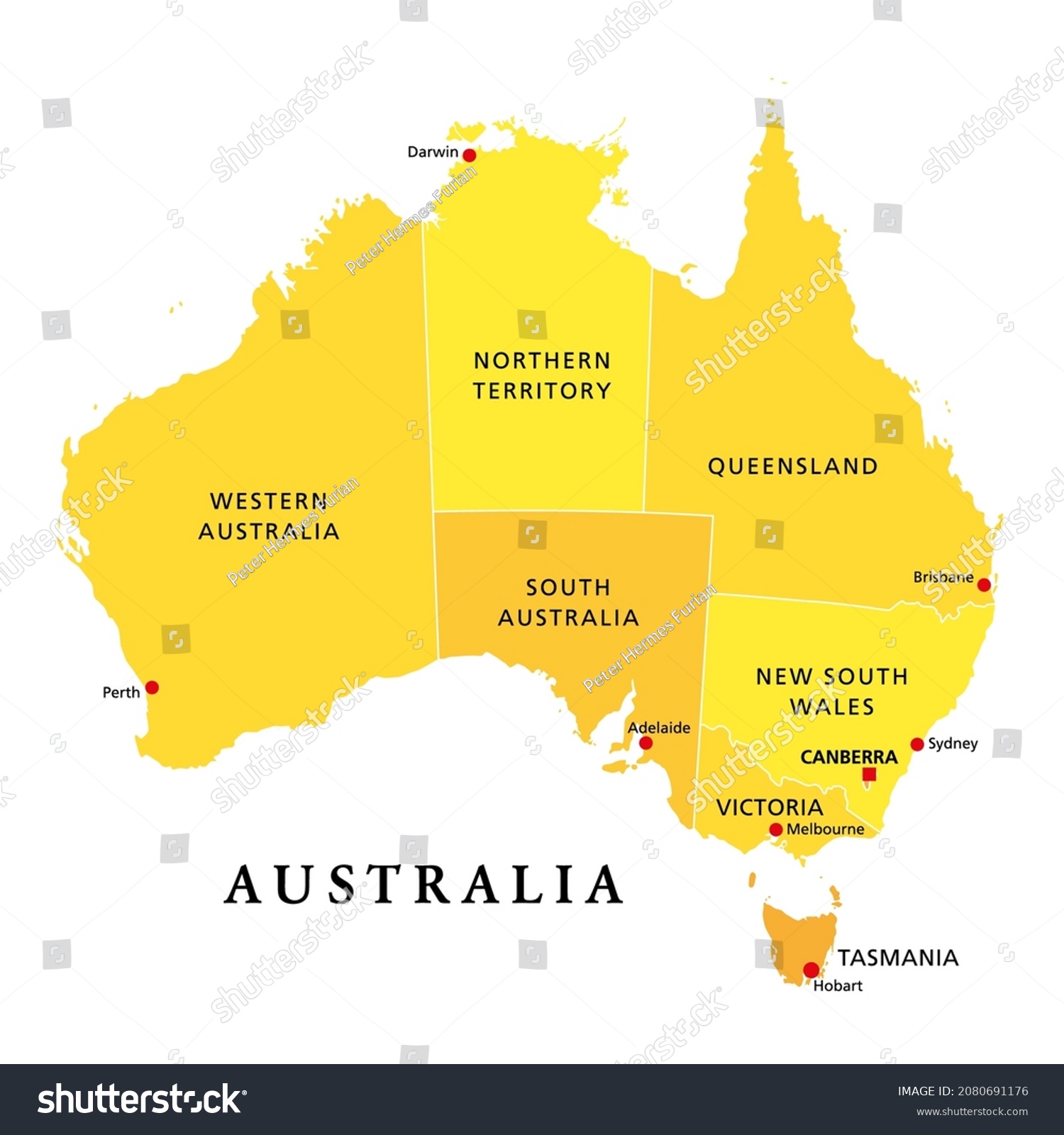 Australia, political map, with the capital - Royalty Free Stock Vector ...