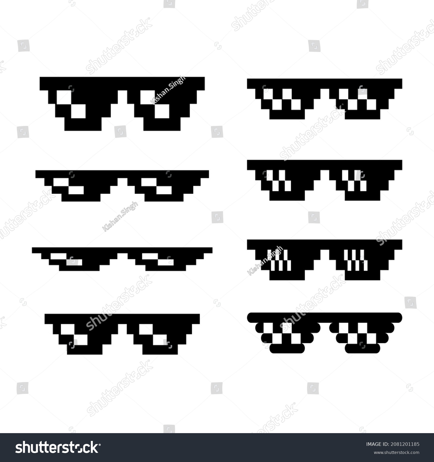 Pixel Glasses Set Black Pixelated Goggles Royalty Free Stock Vector 2081201185 6439