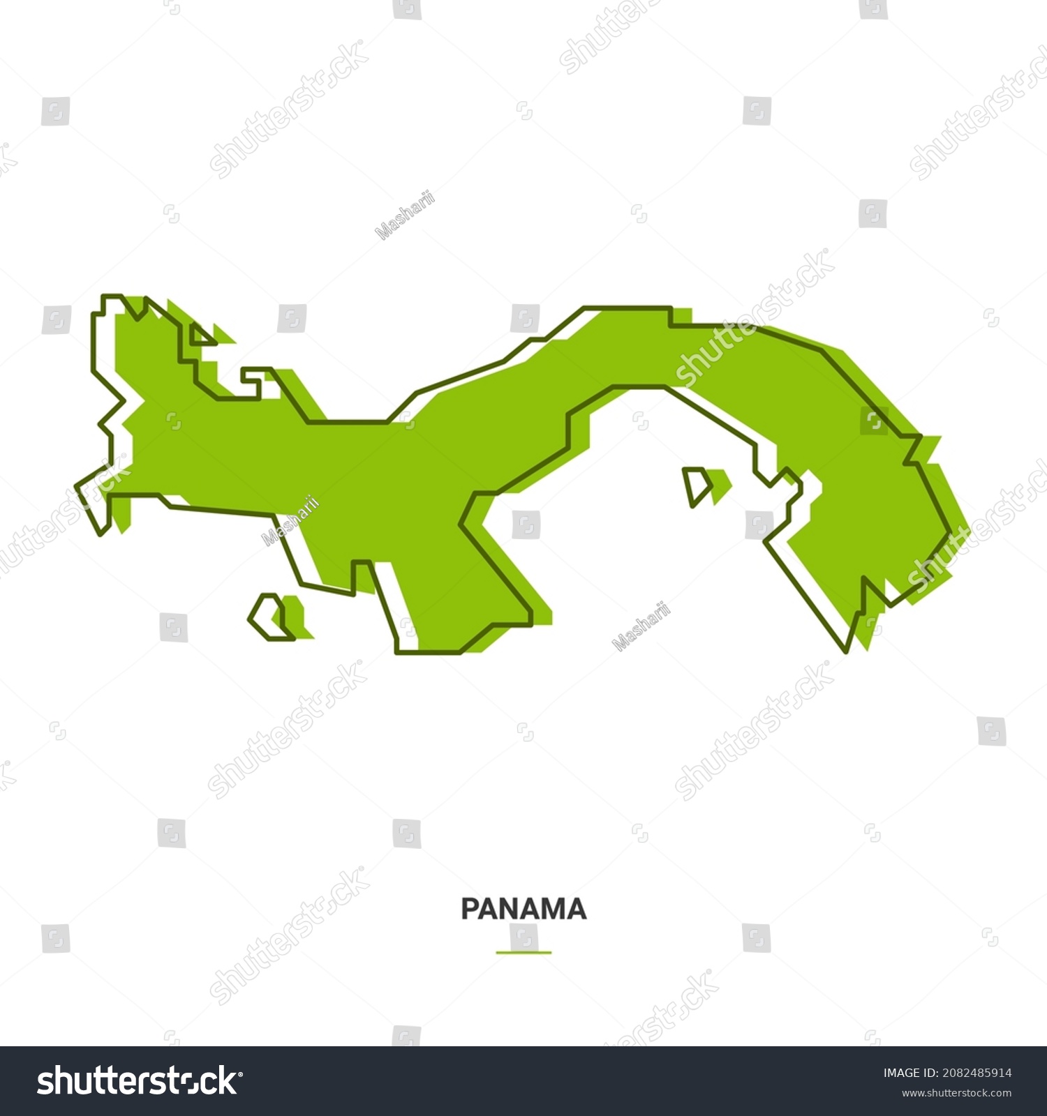 Panama Outline Map with Green Colour. Modern - Royalty Free Stock ...