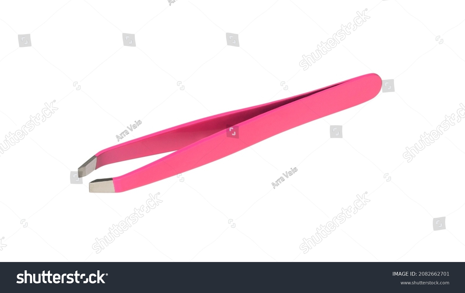 Bright pink cosmetic eyebrow tweezers isolated on white background #2082662701