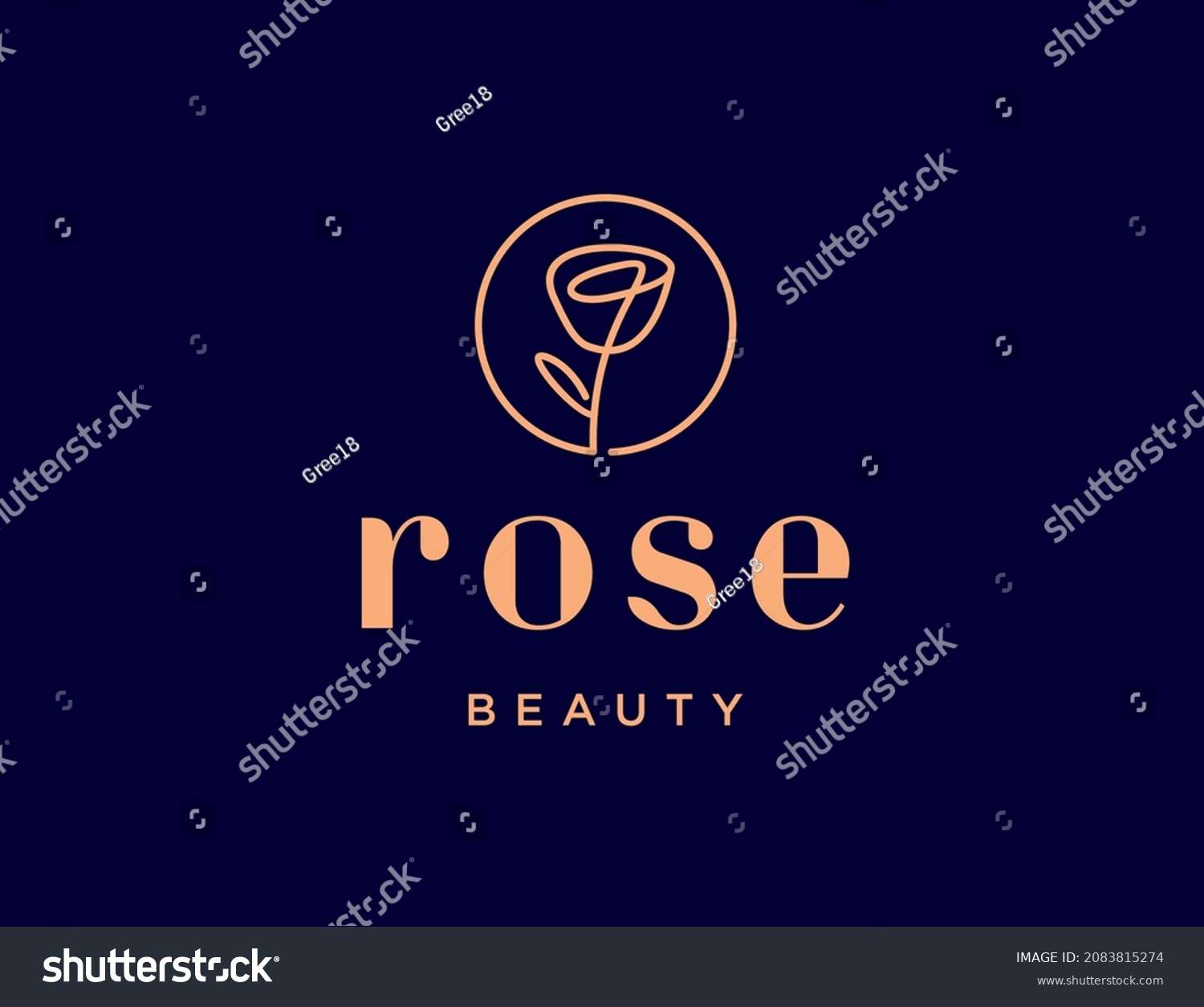 Luxury rose lineart logo template. feminim logo. - Royalty Free Stock ...