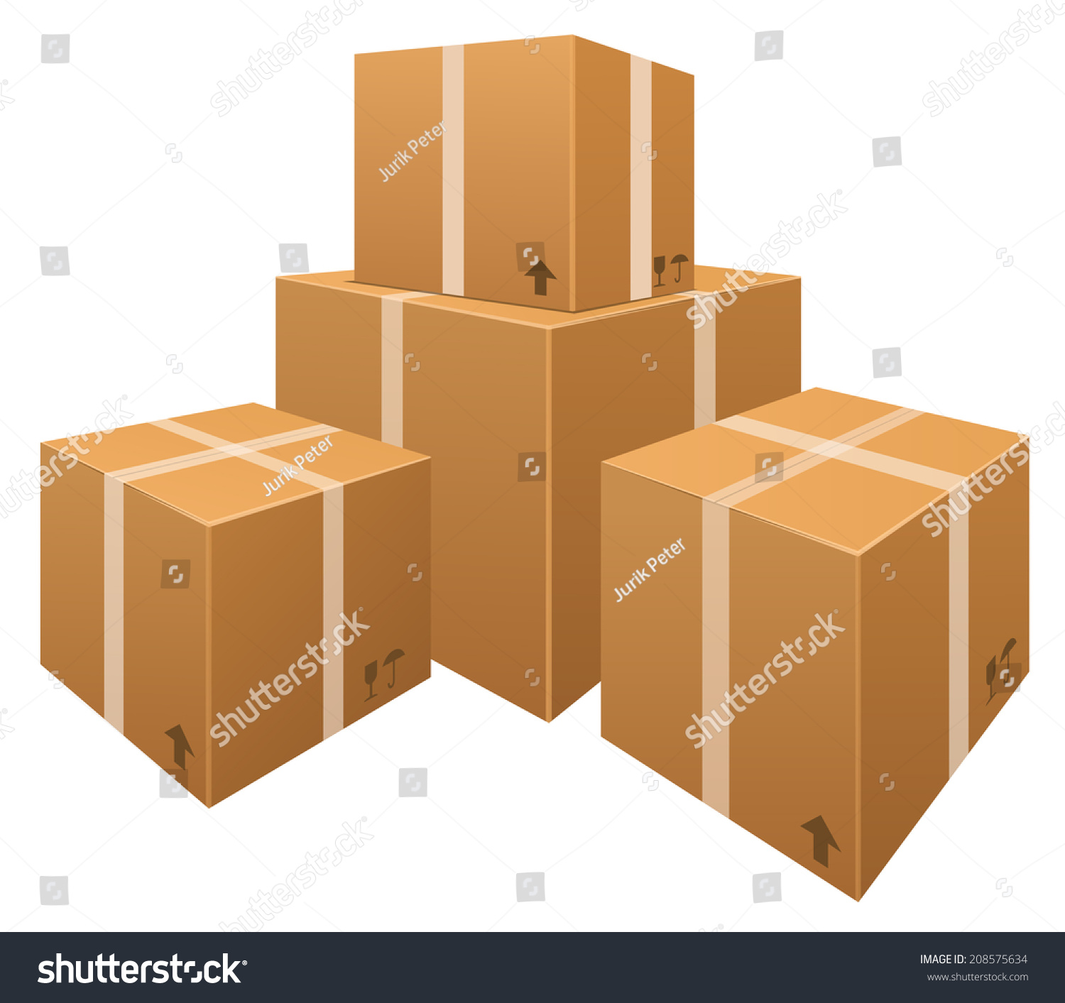 Vector Stacks Of Cardboard Boxes Isolated On Royalty Free Stock