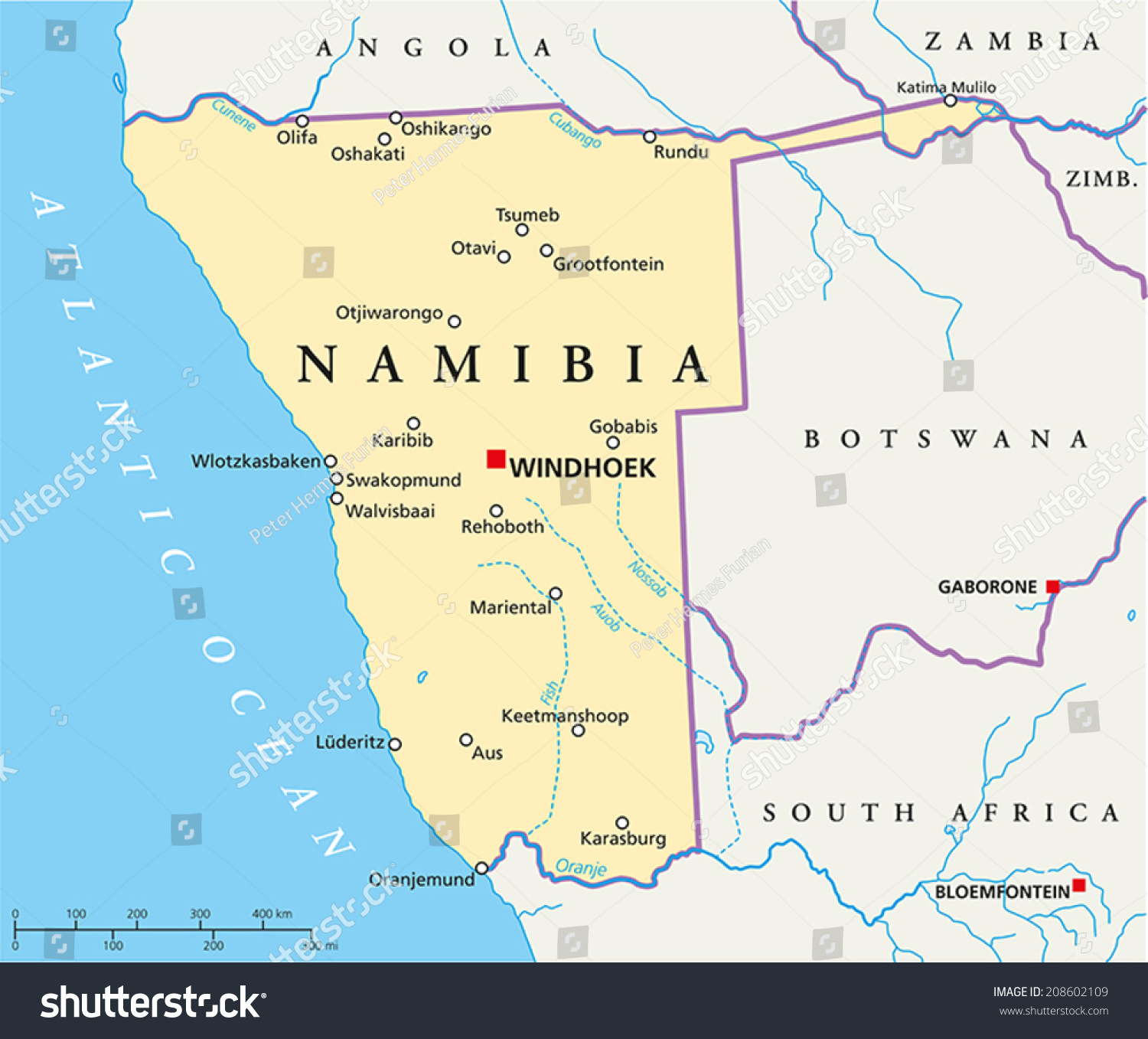 Namibia Political Map Political Map Of Namibia Royalty Free Stock Vector Avopix Com