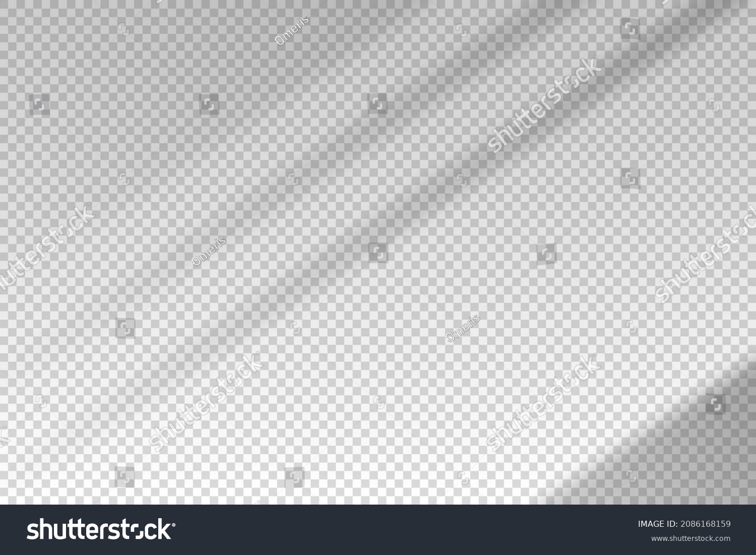 Shadow blinds. Light from window isolated on transparent background. Overlay effect. Shade jalousie. Reflected shadow on wall. Reflect sun from blind for design mockup. Reflecting lights. Vector #2086168159
