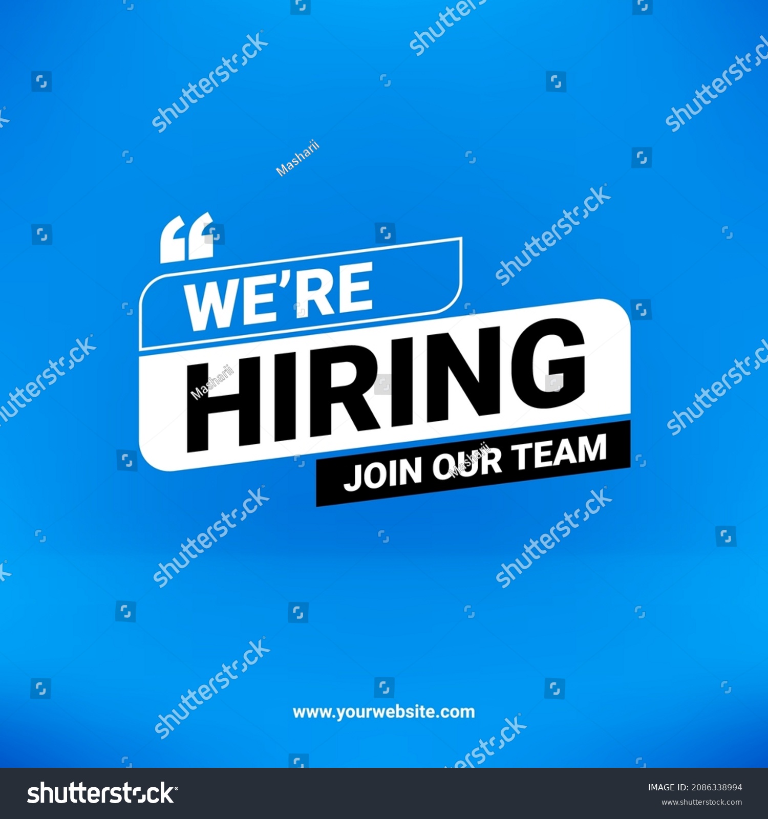We're Hiring Banner Template. Business Recruiting Concept. Open Vacancy Design Template with Blue Colour - EPS 10 Vector #2086338994