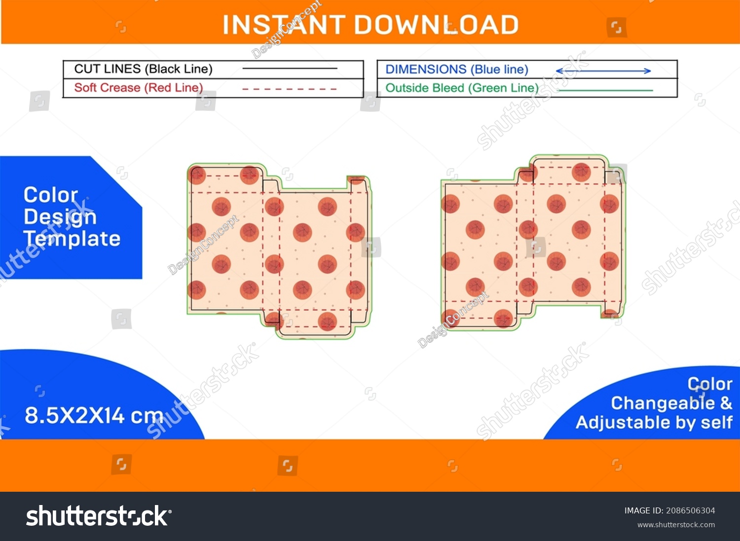 RTE or Reverse tuck end box dieline template and - Royalty Free Stock ...