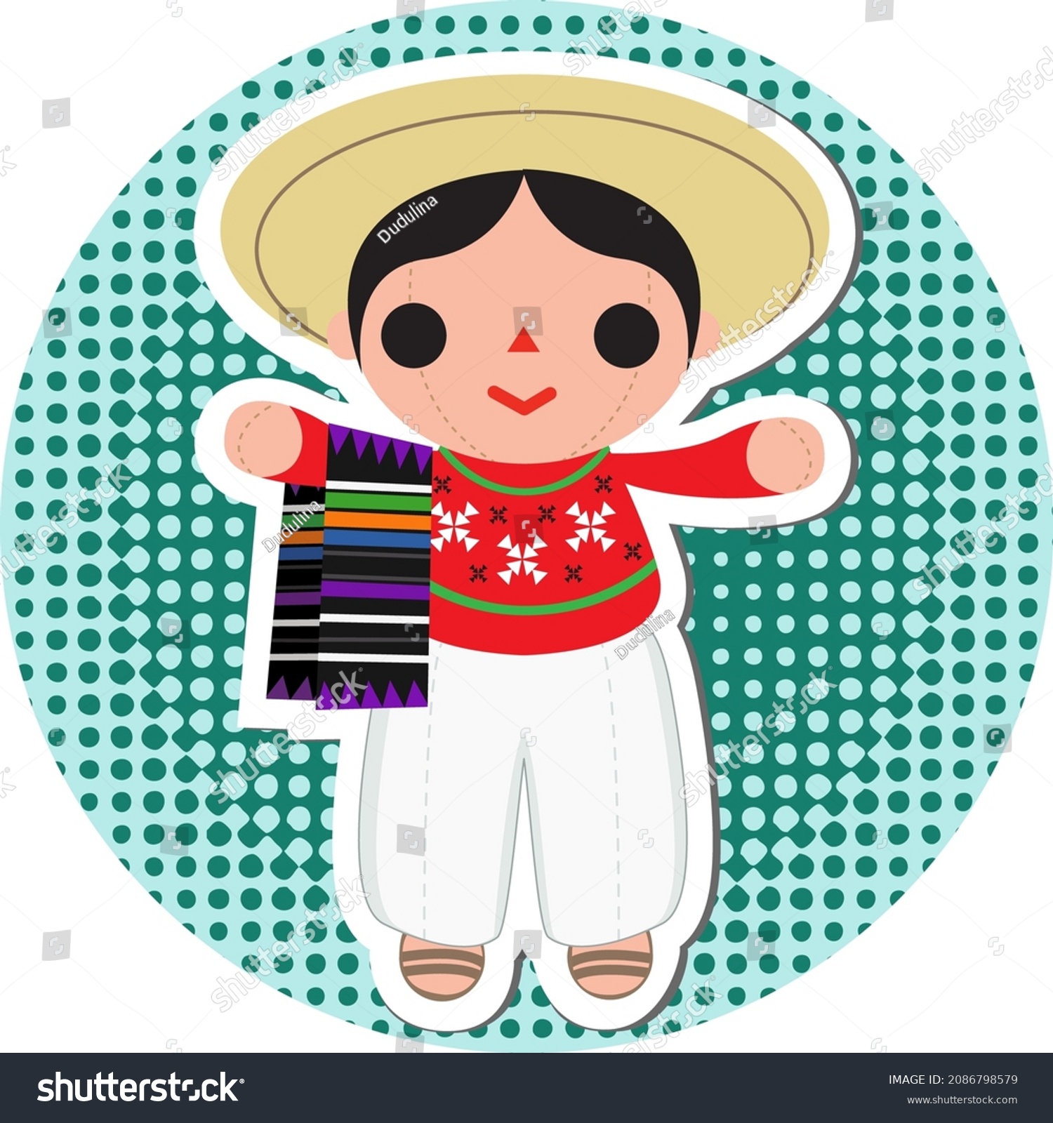 Traditional mexican rag doll in christmas - Royalty Free Stock Vector ...