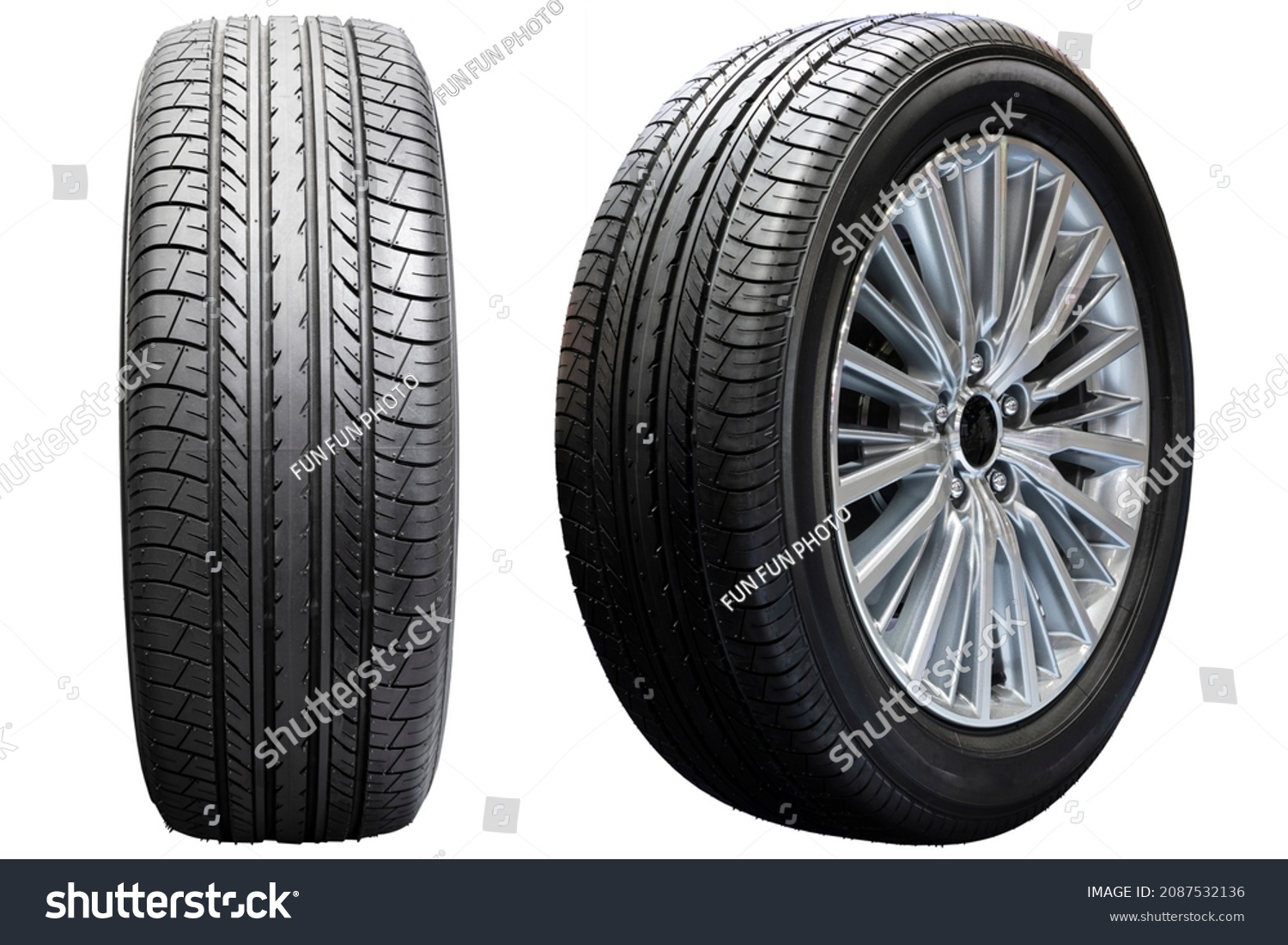 Wheel car, Car tire, Aluminum wheels isolated on white background. #2087532136