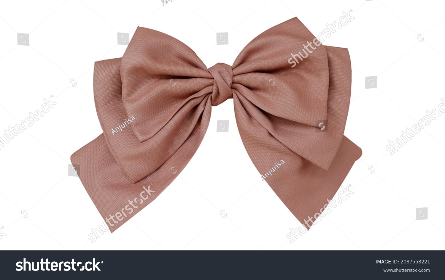 Bow hair with tails in beautiful soft brown color and white background, so elegant and fashionable. This hair bow is a hair clip accessory for girls and women. #2087558221