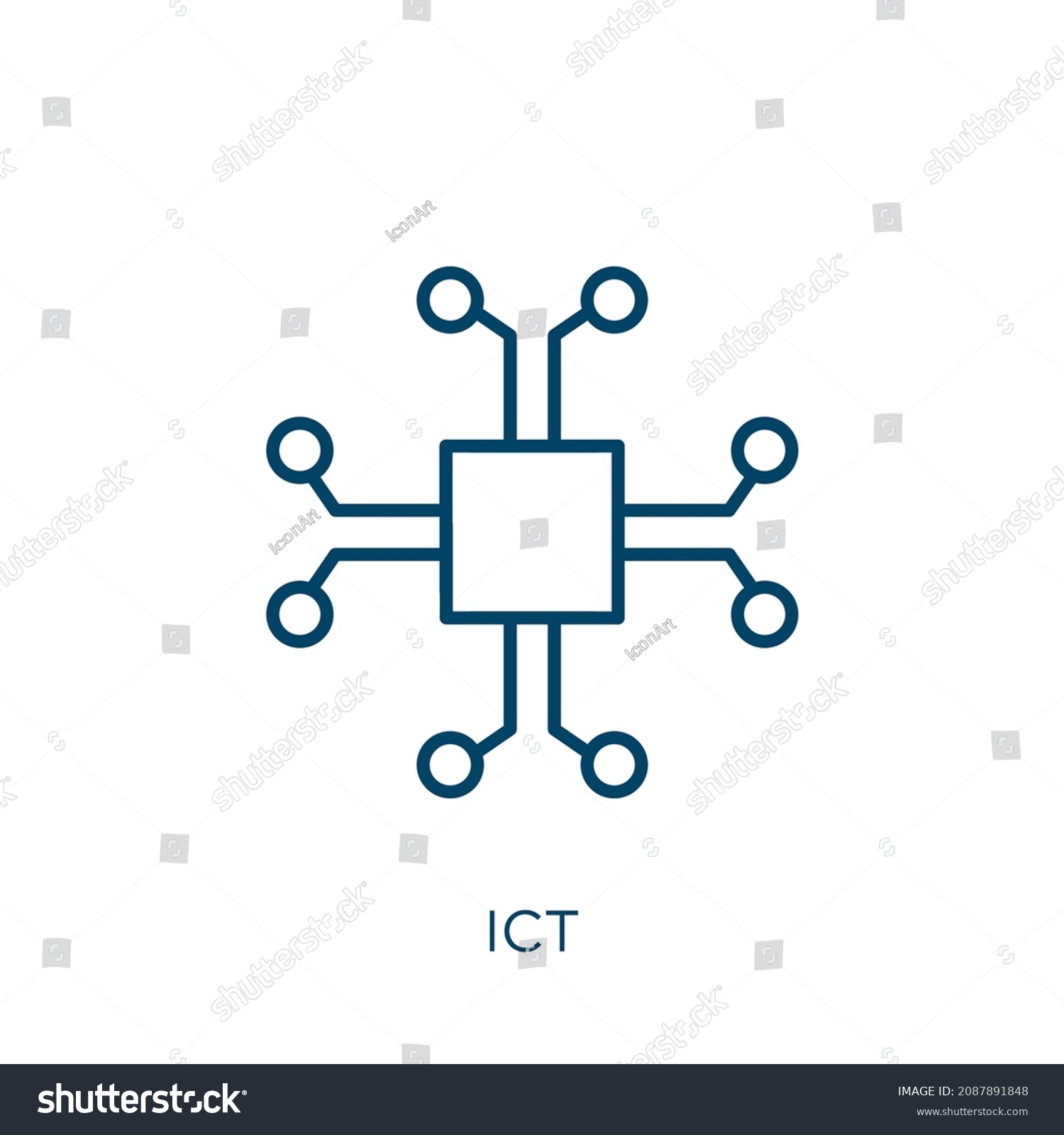 ict icon. Thin linear ict outline icon isolated - Royalty Free Stock ...