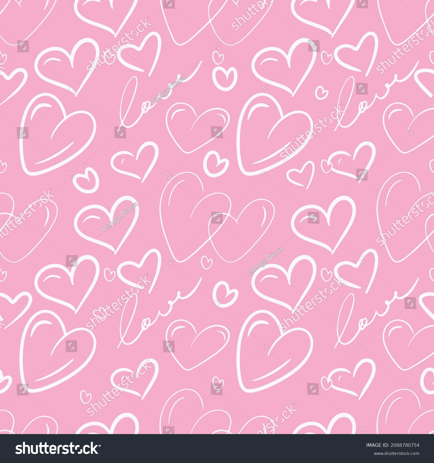 White heards in pink background seamless pattern - Royalty Free Stock ...