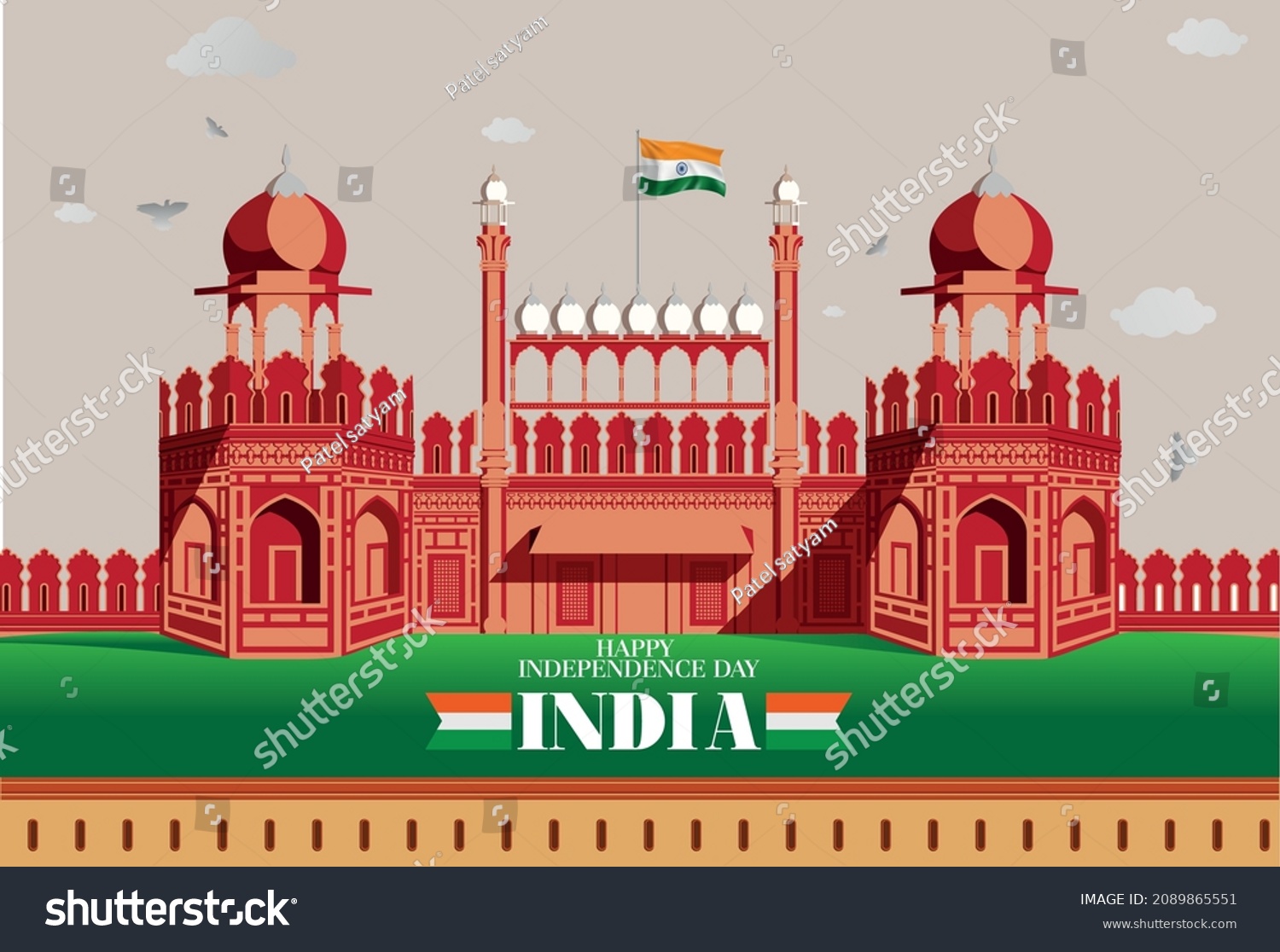 Illustration Of Famous Indian Monument Red Fort Royalty Free Stock