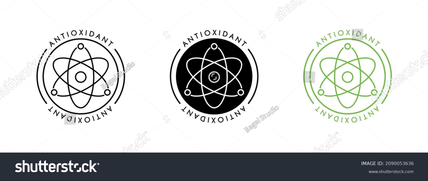 Antioxidant icon. Molecule vector illustration on white isolated background. Radical free oxidant molecule. Detox business concept. Vector illustration #2090053636