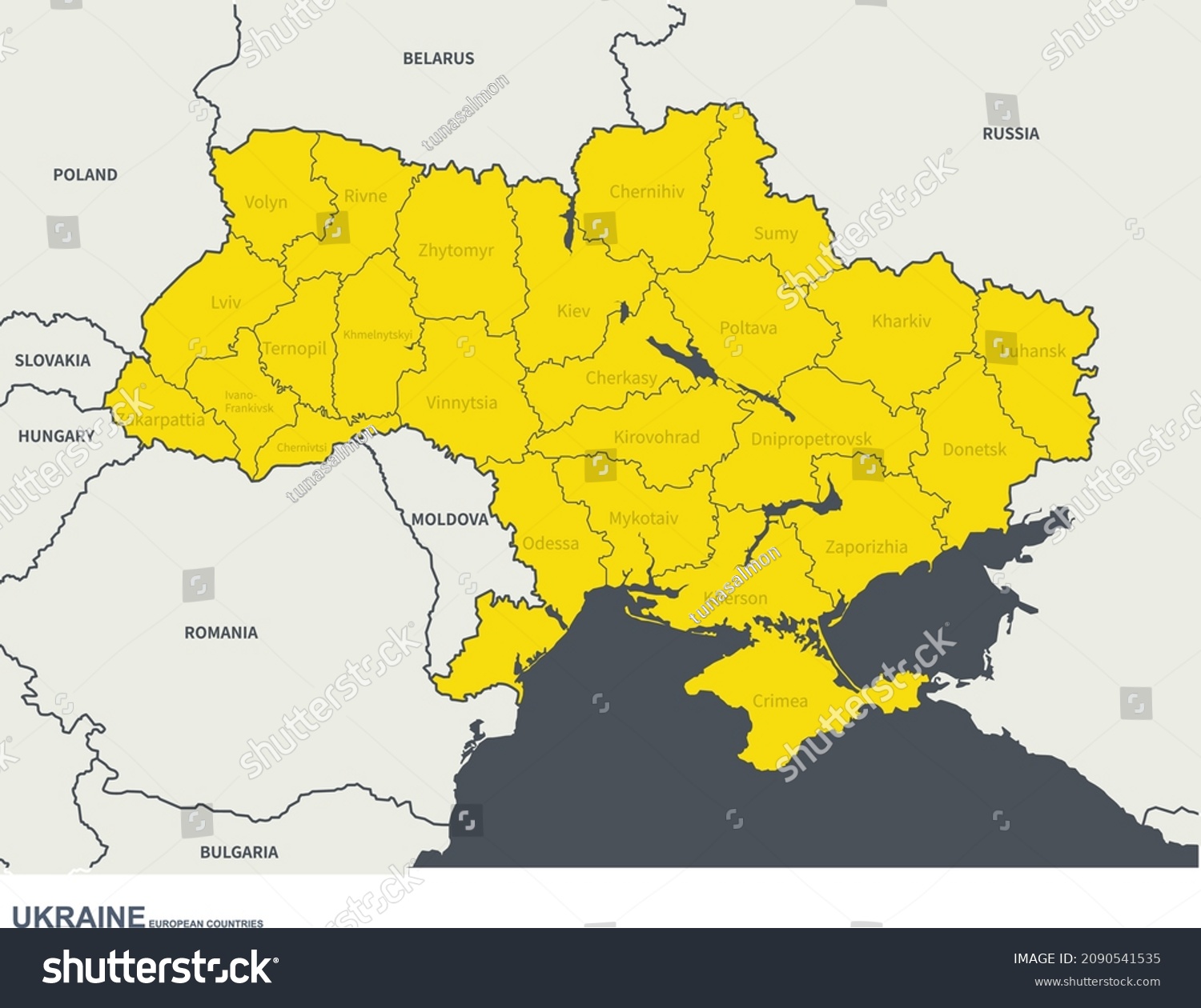 Ukraine. Ukraine map. european countries vector map.  #2090541535