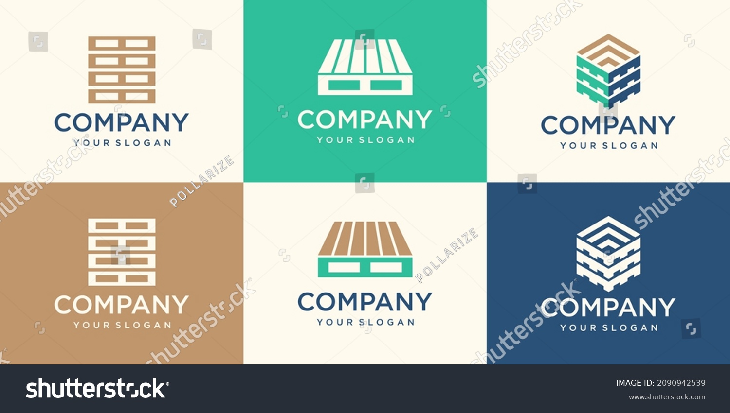Wood pallets logotype design templates. Modern easy to edit logo template. Vector design series. #2090942539
