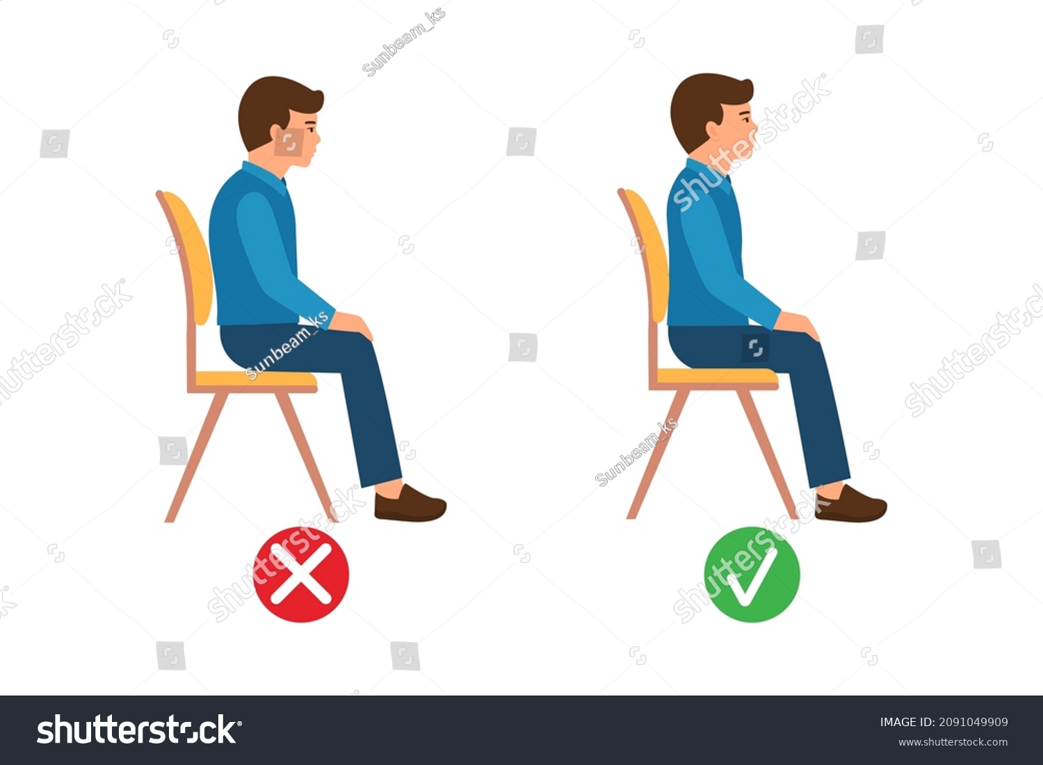 Correct Sitting Position. Medical Infographics - Royalty Free Stock ...