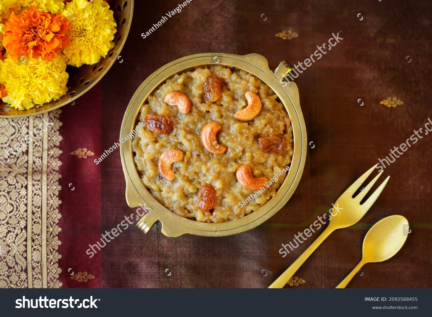 Sakkarai Pongal Indian festival food traditional popular mithai sweet dessert made on the festival day of Pongal Makar Sankranti vishu Diwali India. Payasam in Chennai Tamil Nadu #2092568455