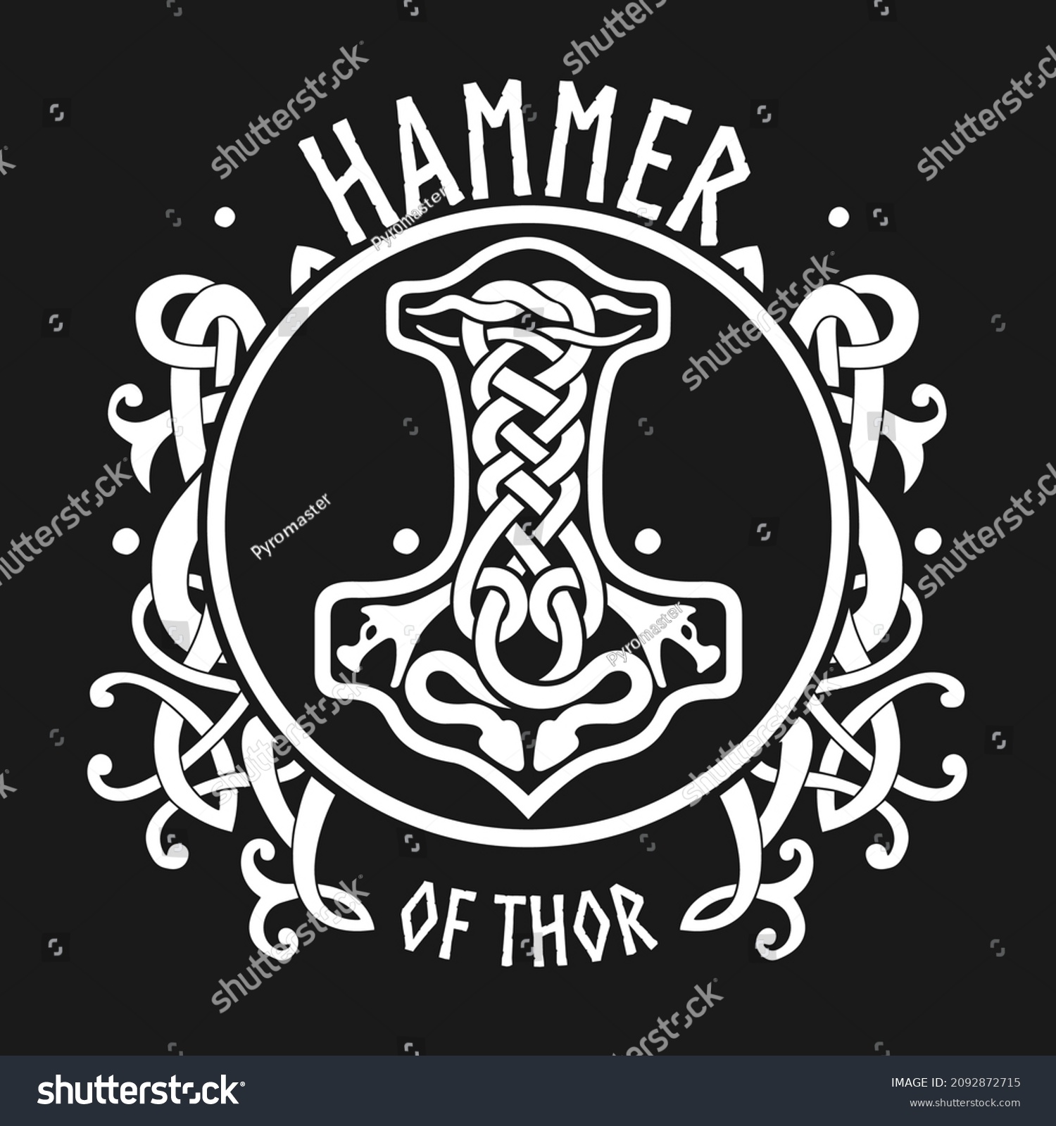 Hammer of Thor Mjolnir Celtic knot, Scandinavian - Royalty Free Stock ...