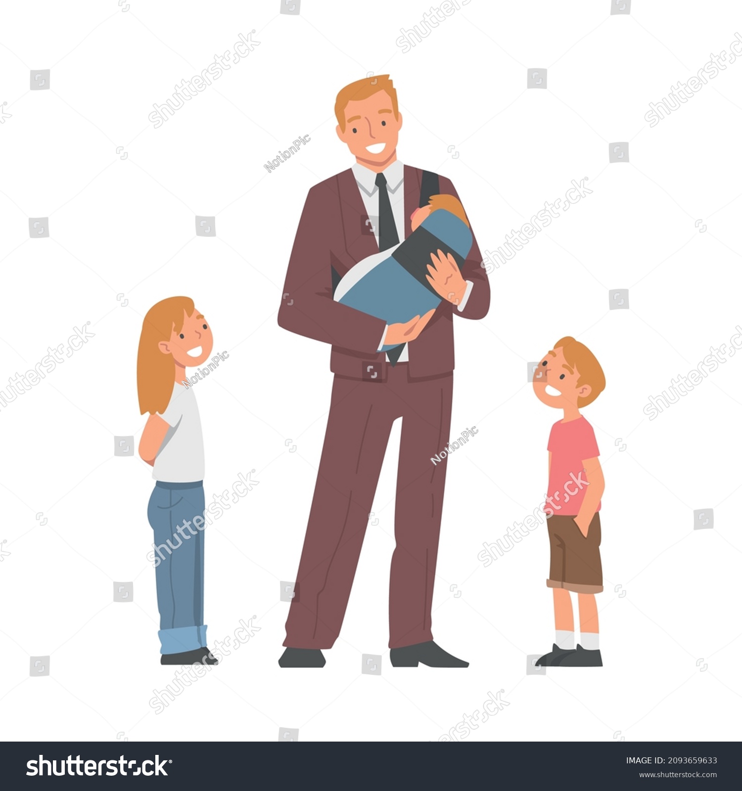 Dad Businessman Wearing Suit and Tie Holding - Royalty Free Stock ...