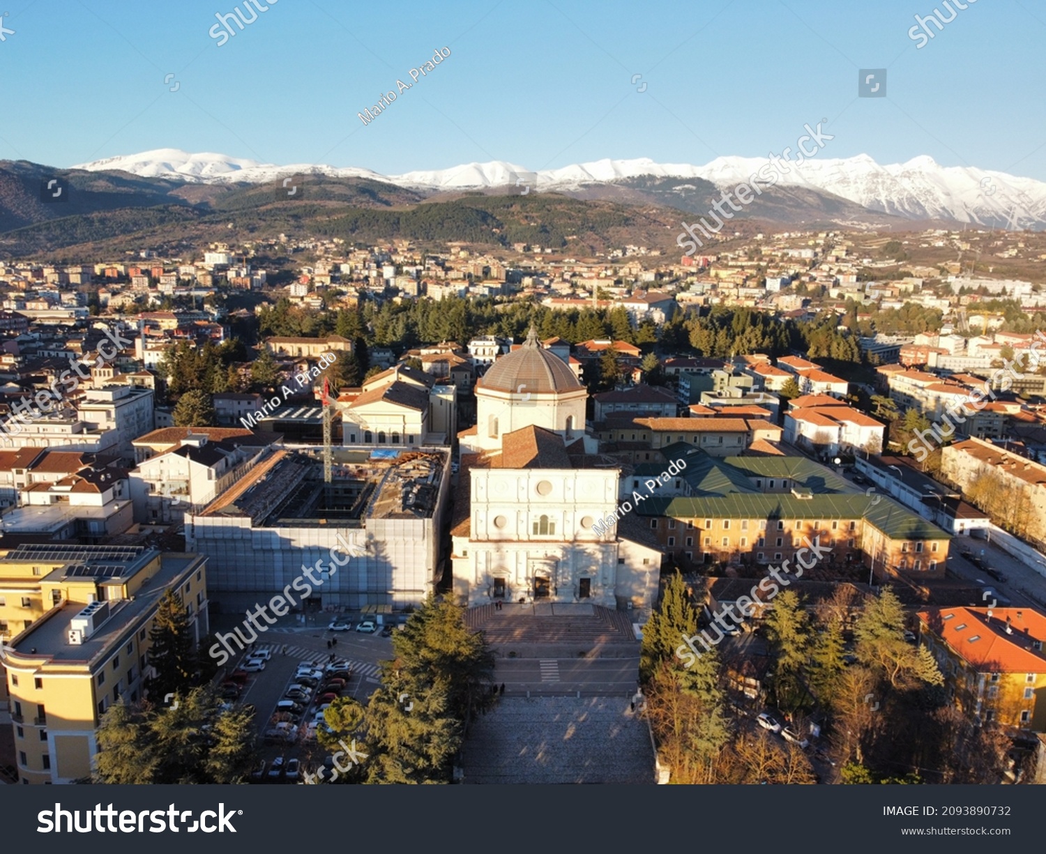 Aerial View of the Basilica di San Bernardino at L'Aquila #2093890732
