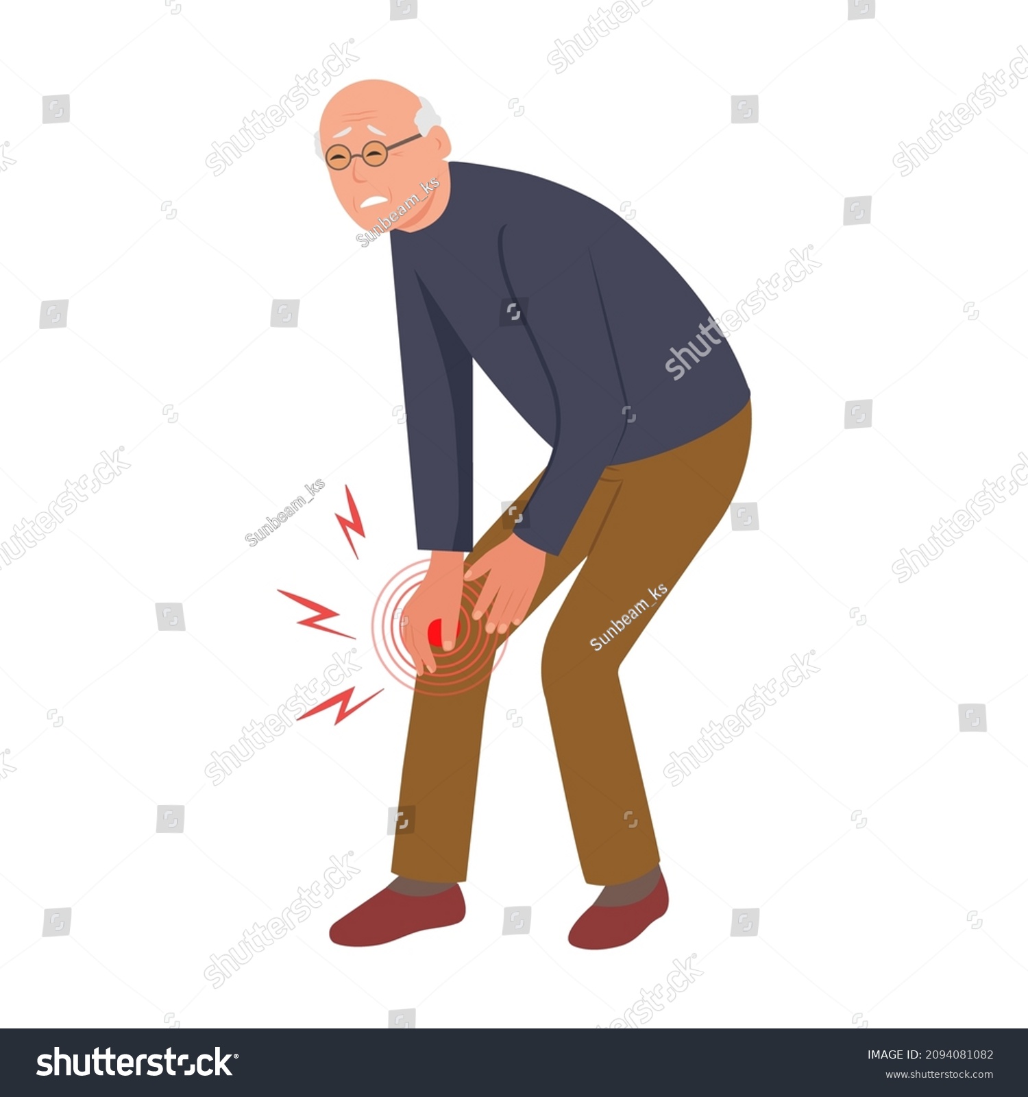 Elderly person with knee pain or injury. Leg - Royalty Free Stock ...