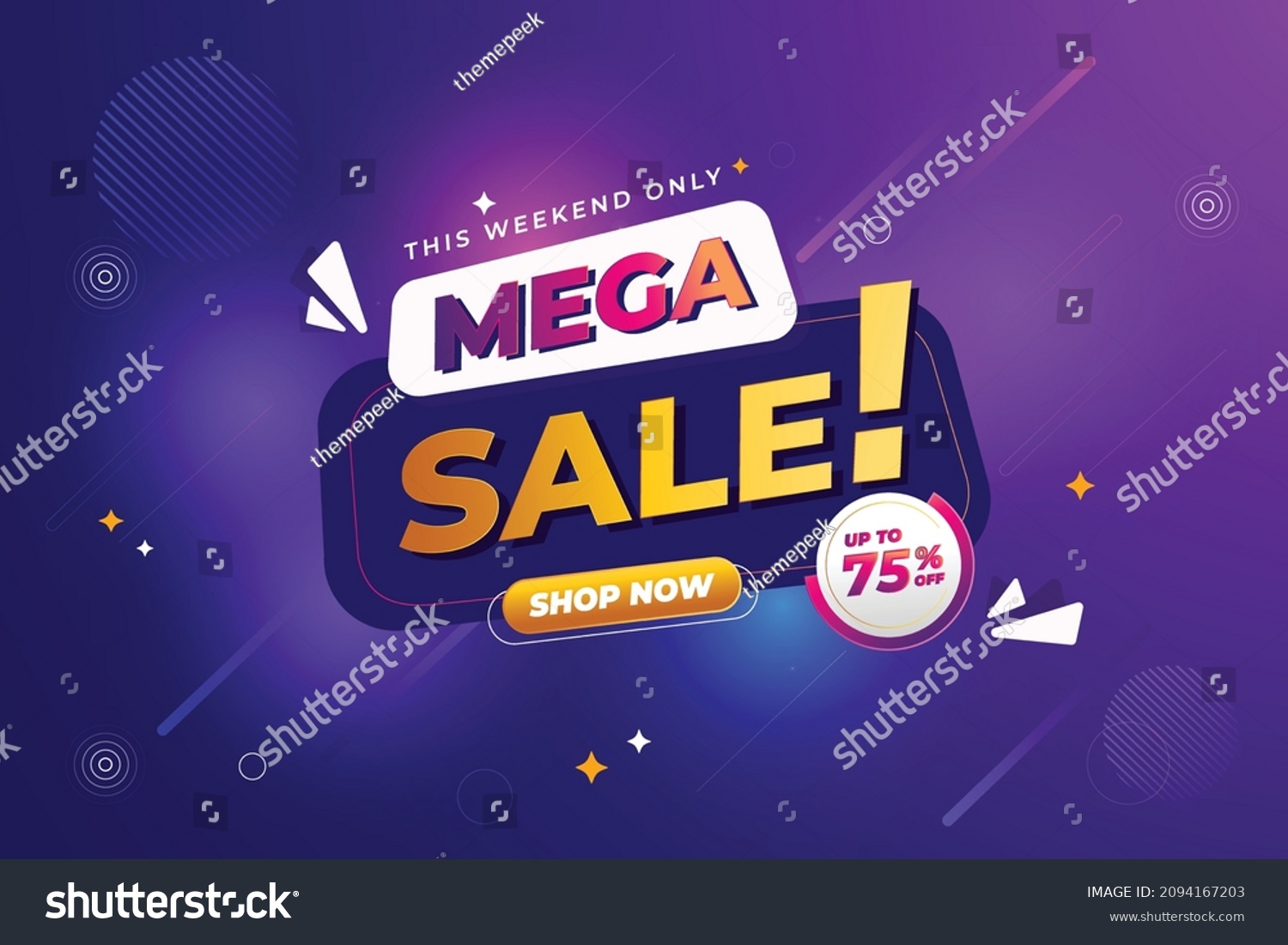 Modern Mega sale banner composition with flat discount background template abstract vector #2094167203