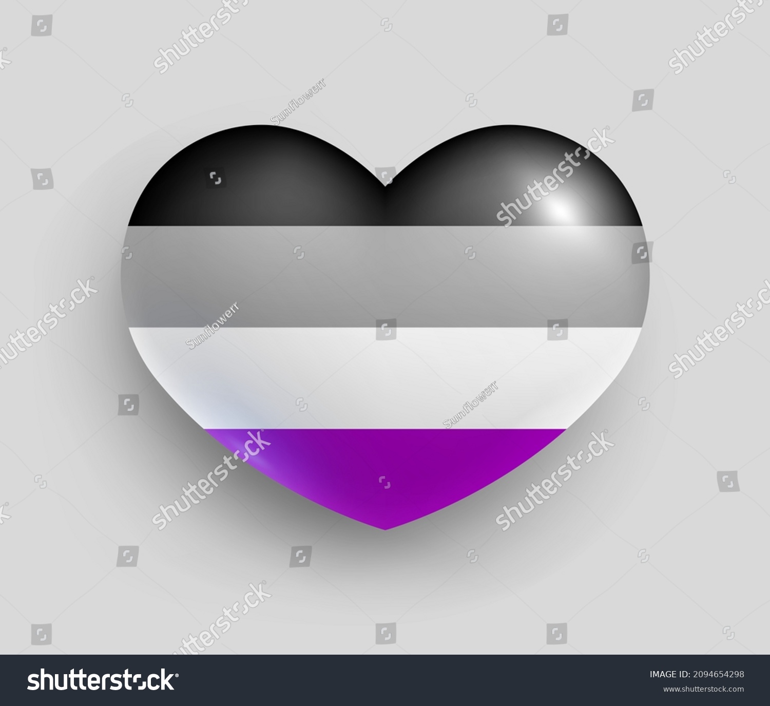 Asexual Pride Flag Of Heart Shape Glossy Badge Royalty Free Stock Vector 2094654298