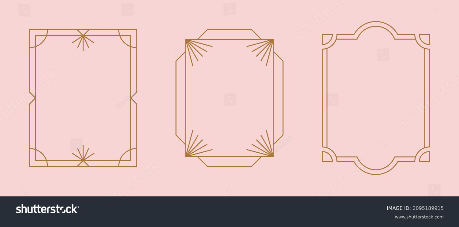 Vector set of linear frames and borders - abstract design elements for decoration or logo design templates in modern minimalist style with copy space for text #2095189915
