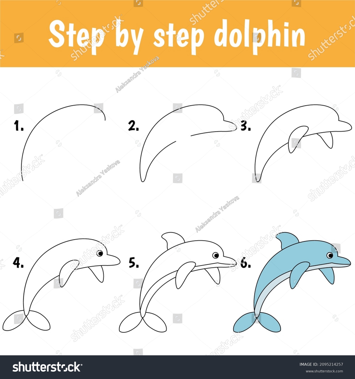 Drawing tutorial for kids. Easy level. Education - Royalty Free Stock ...