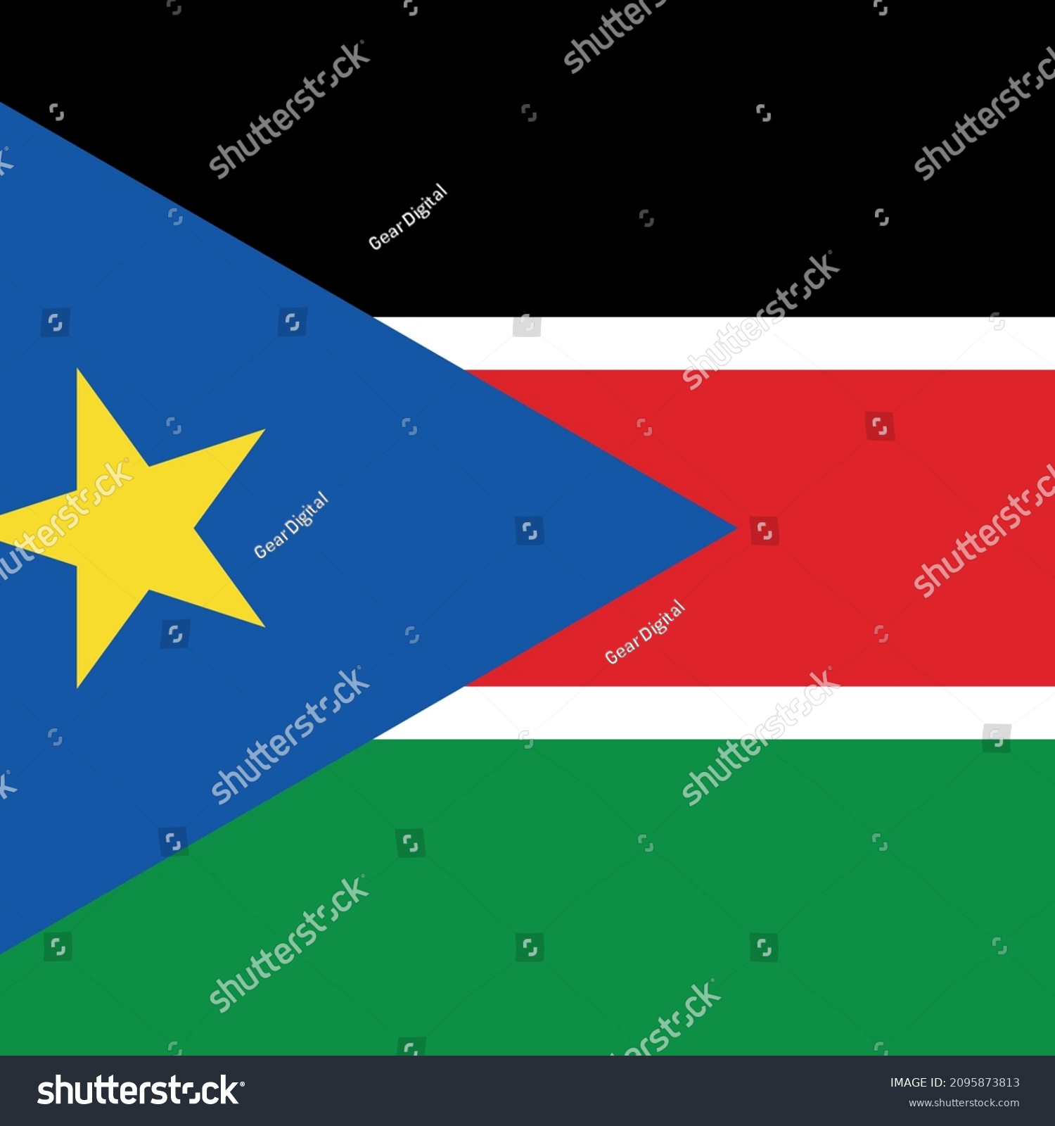 Square Flag Vector of South Sudan, Africa, Isolated on White Background. #2095873813