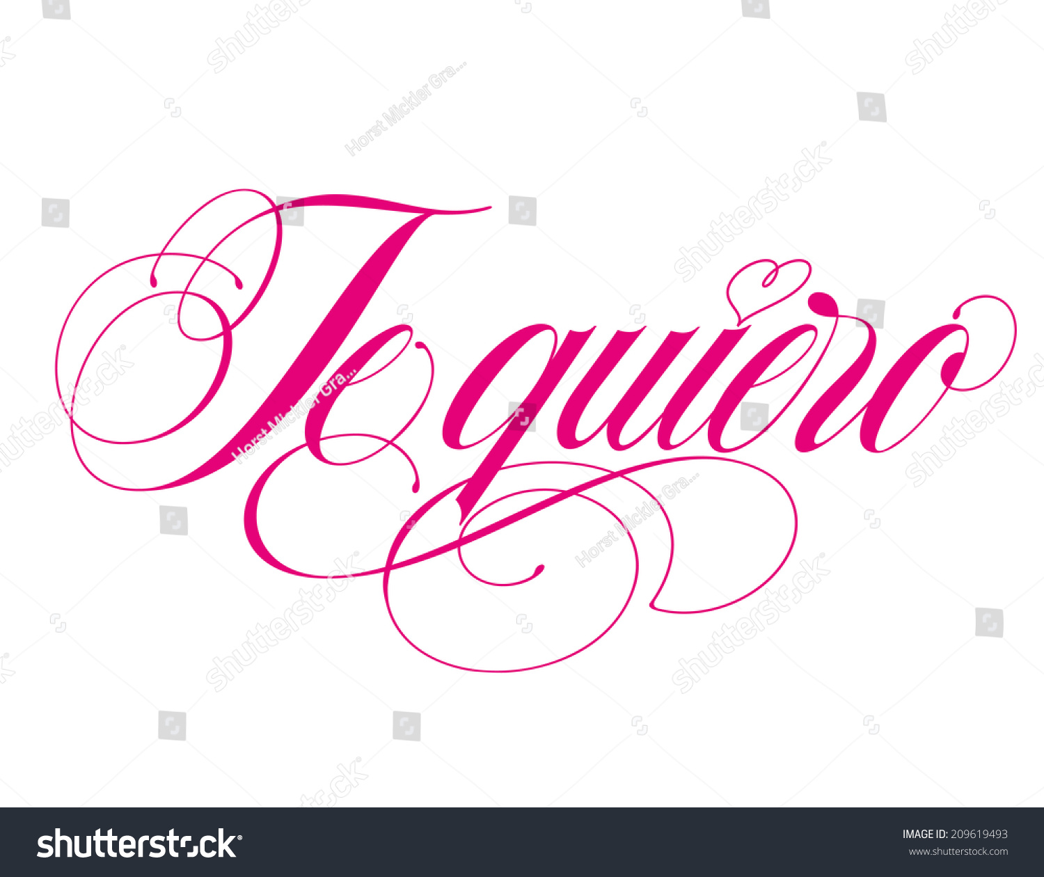 Te quiero I love you in Spanish hand lettering vector #209619493