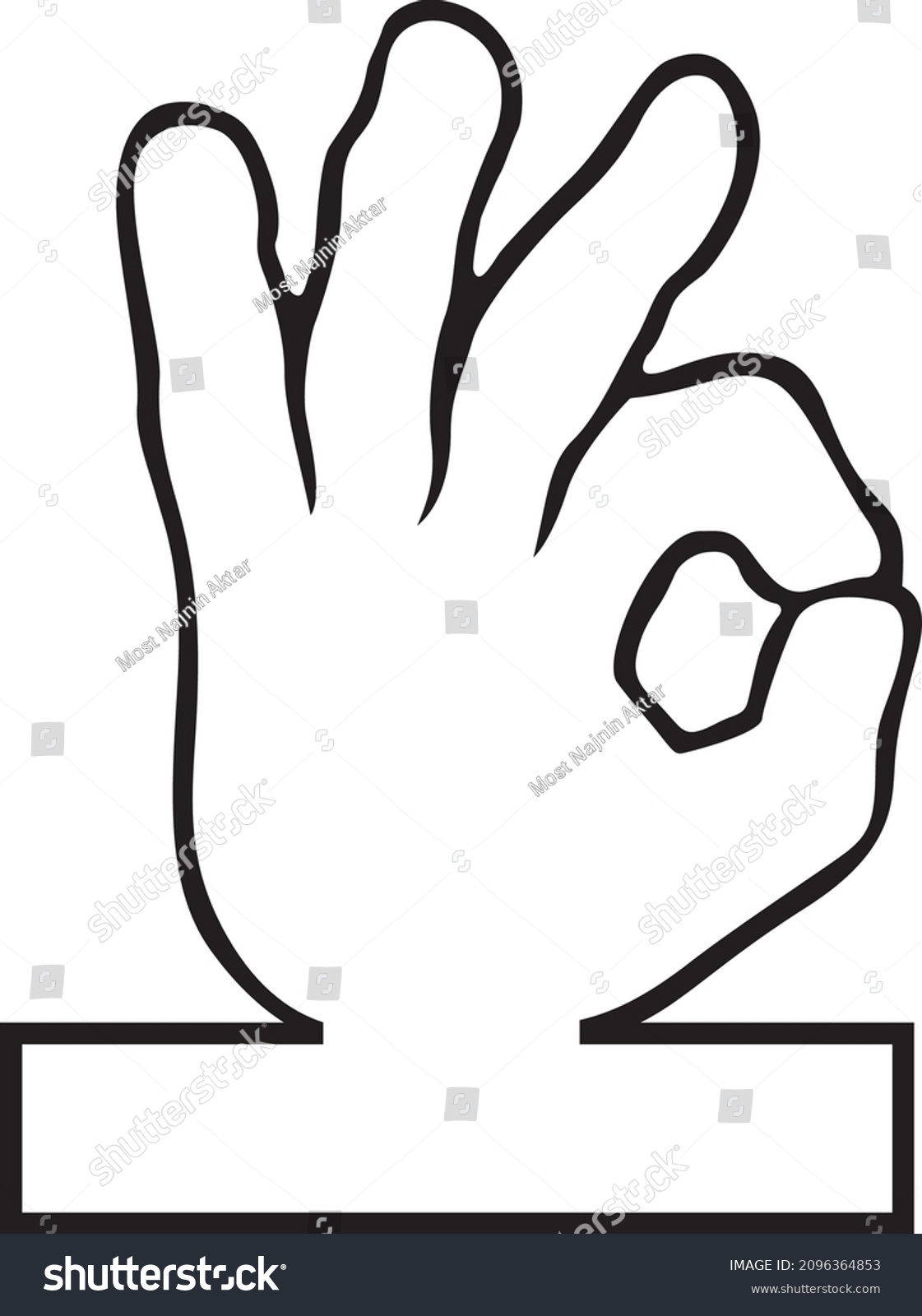 Ok Hand Signal Logo Design - Royalty Free Stock Vector 2096364853 