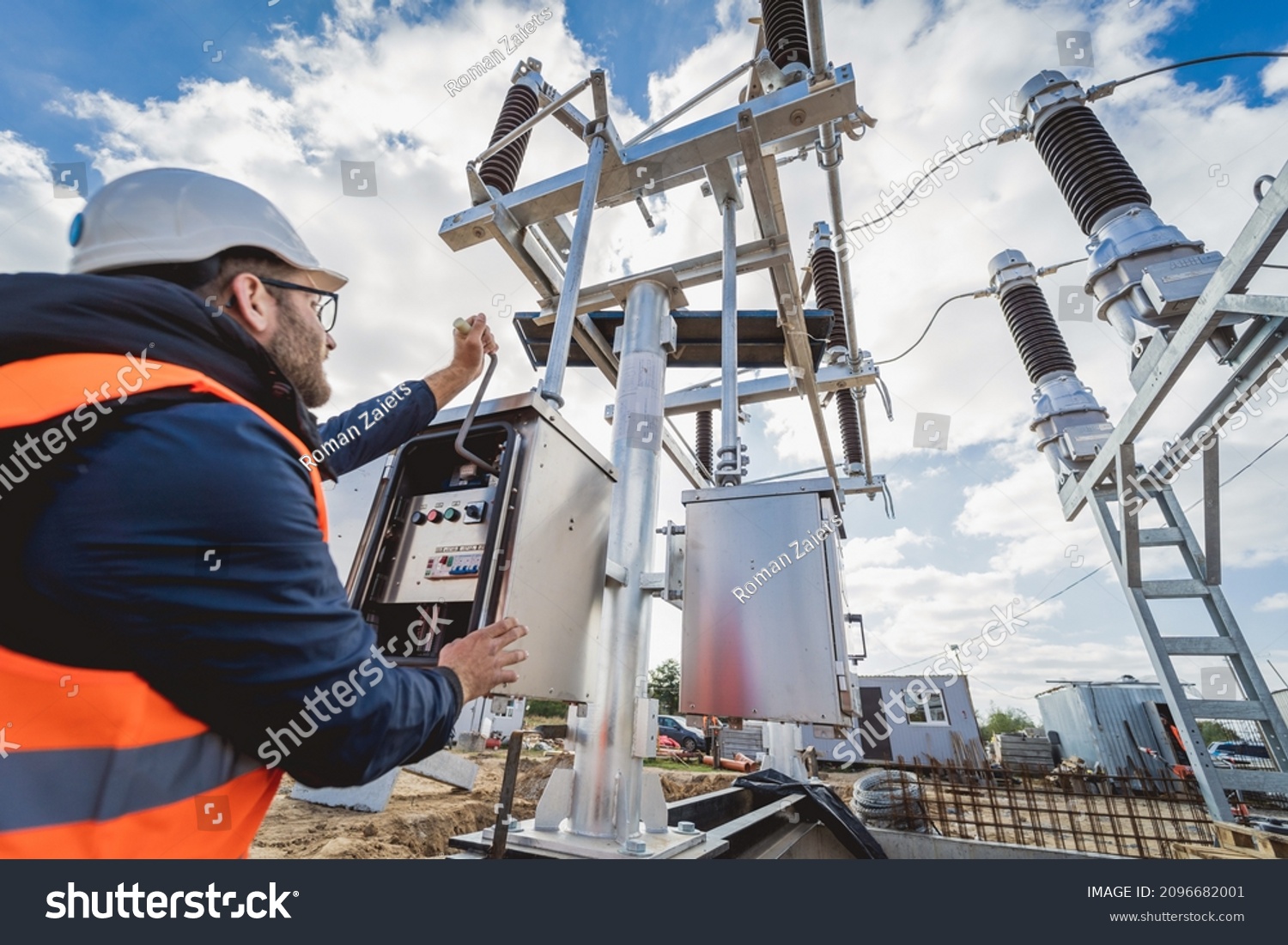 Engineer electrician check the substation construction process #2096682001