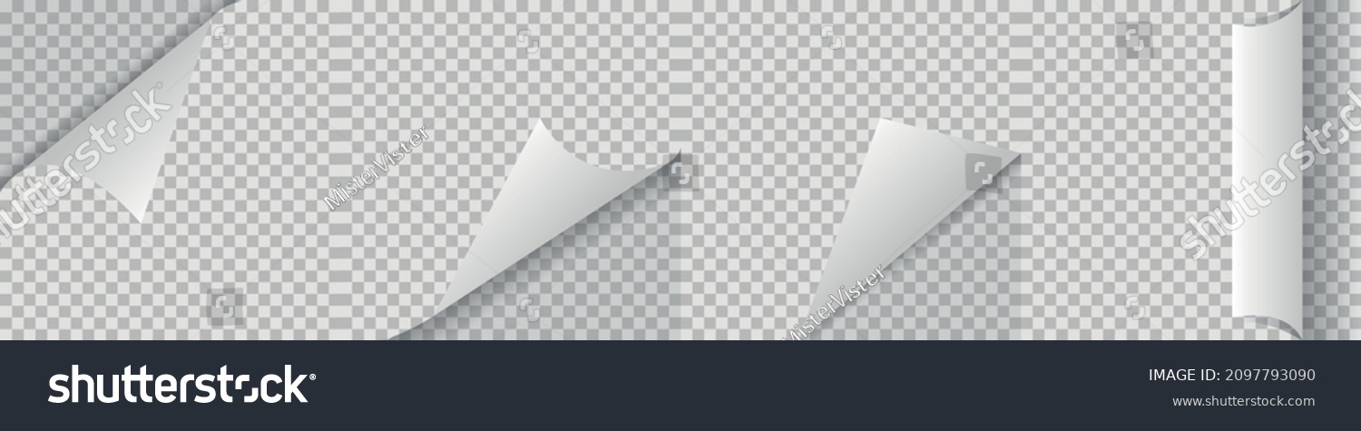 Realistic Curled Paper Corners Big Set. Mockup - Royalty Free Stock ...