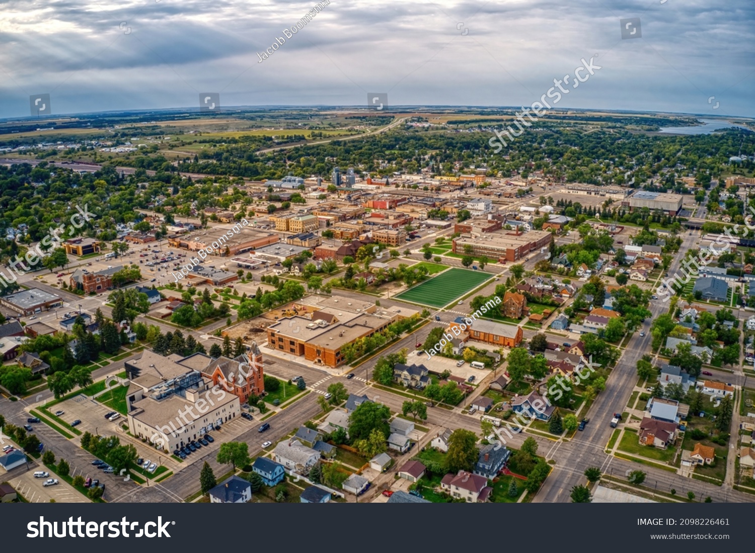 Aerial View of Jamestown, North Dakota along Interstate 94 #2098226461