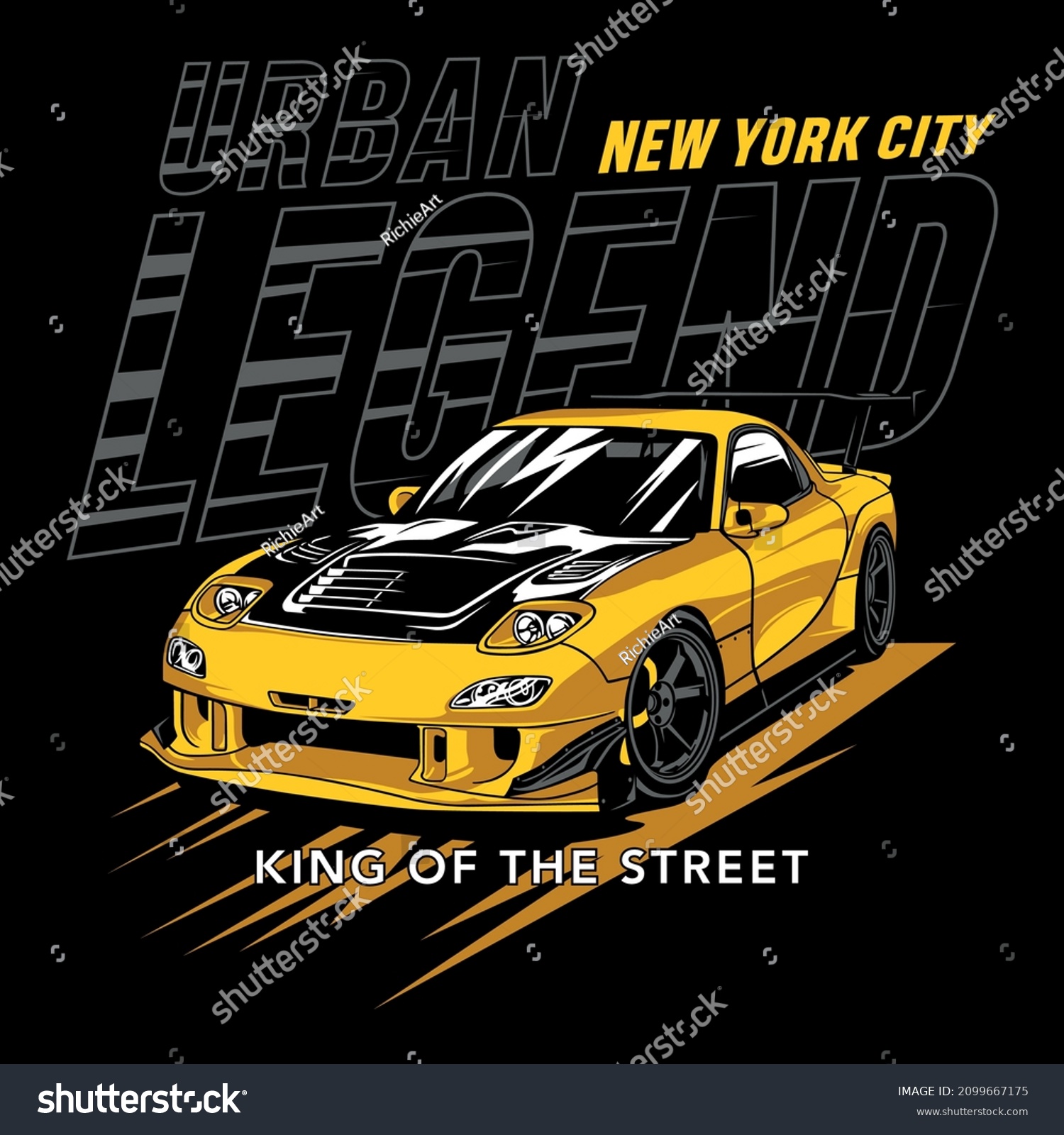 Race Car Legend, king of the street, car race drift car vector art print #2099667175