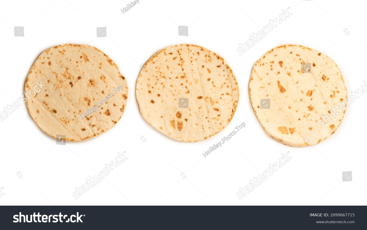Pitta bread isolated on white background. Top view.  #2099667715