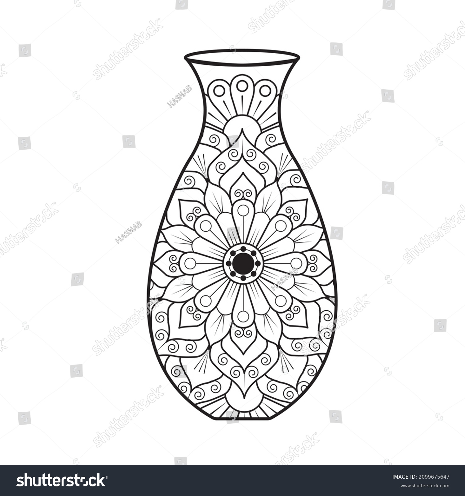 Mandala Vase Vector and line art. Mandala - Royalty Free Stock Vector ...